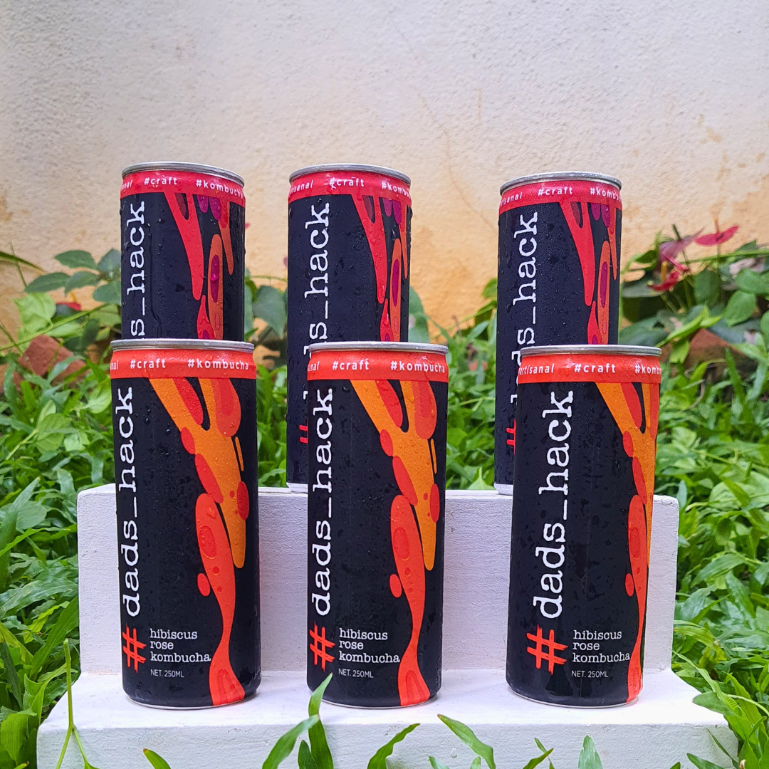 Pack of 6 Cans - Pomegranate Mint + Hibiscus Rose Kombucha