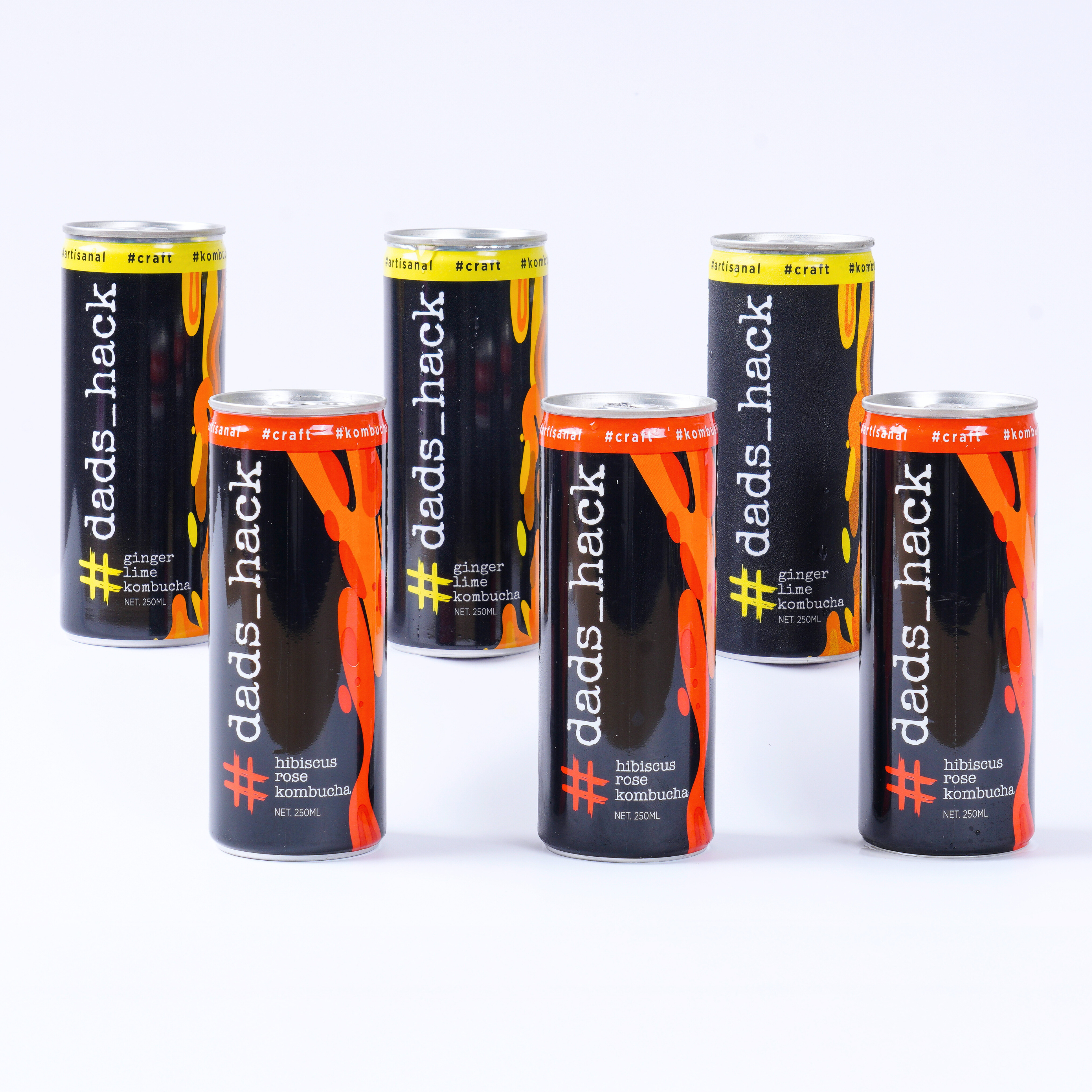 Hibiscus Rose + Ginger Lime - Pack of 6 Kombucha Cans