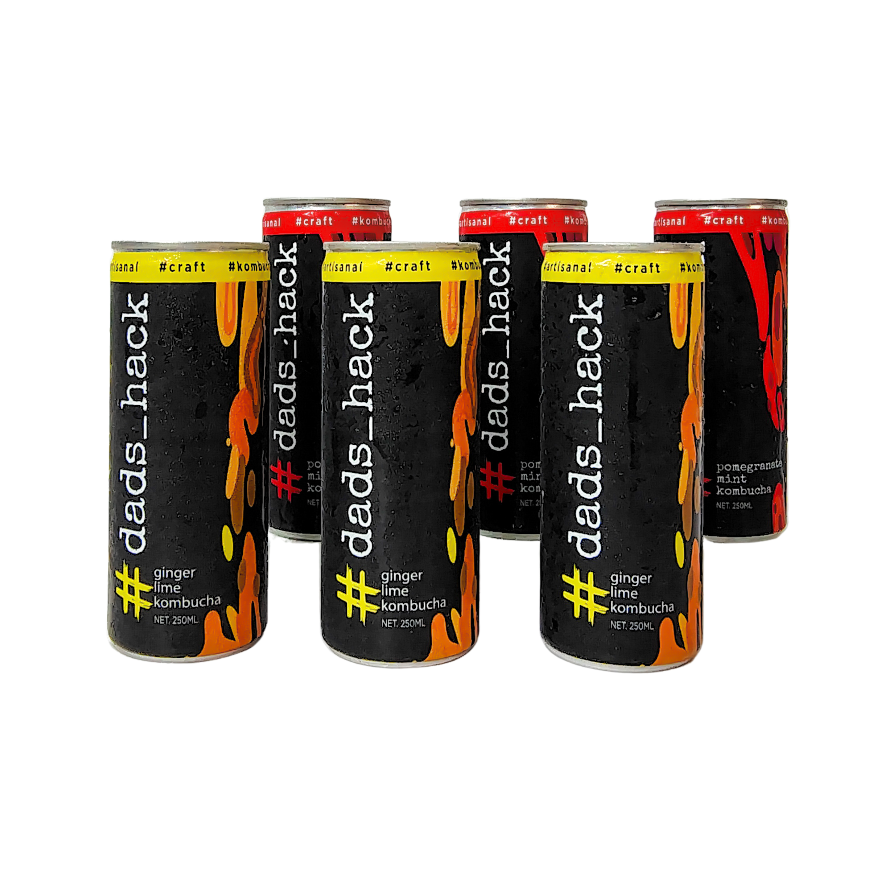 Ginger Lime + Pomegranate Mint - Pack of 6 Kombucha cans