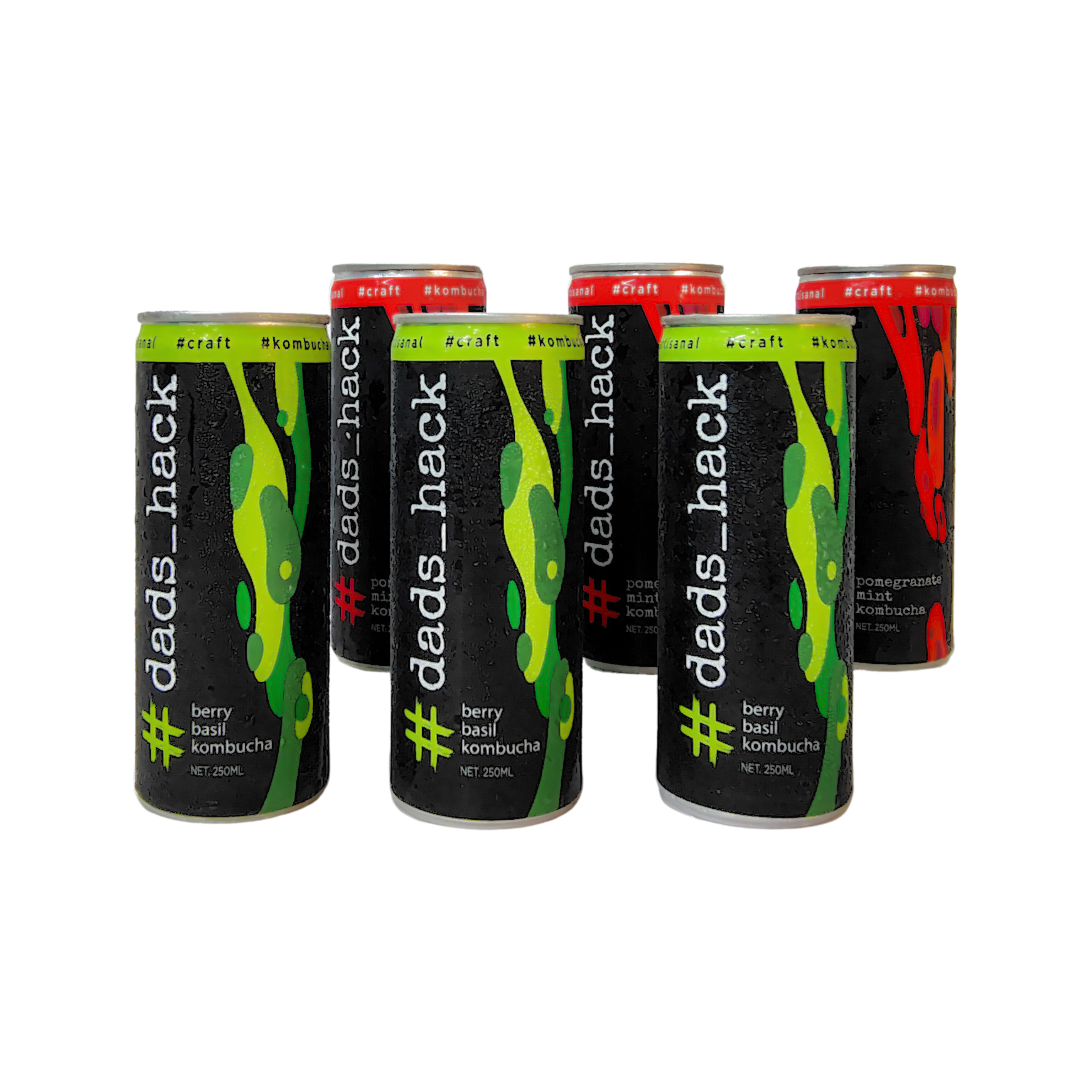 Berry Basil + Pomegranate Mint - Pack of 6 Kombucha Cans