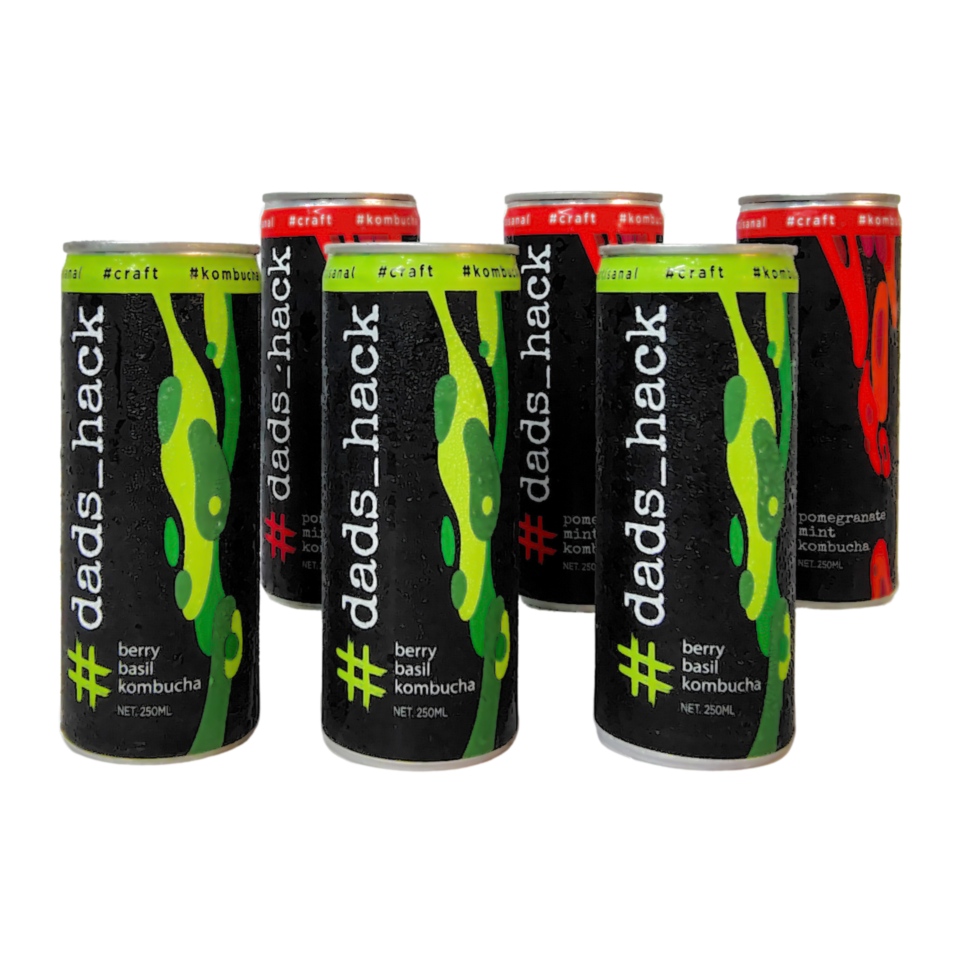 Berry Basil + Pomegranate Mint - Pack of 6 Kombucha Cans