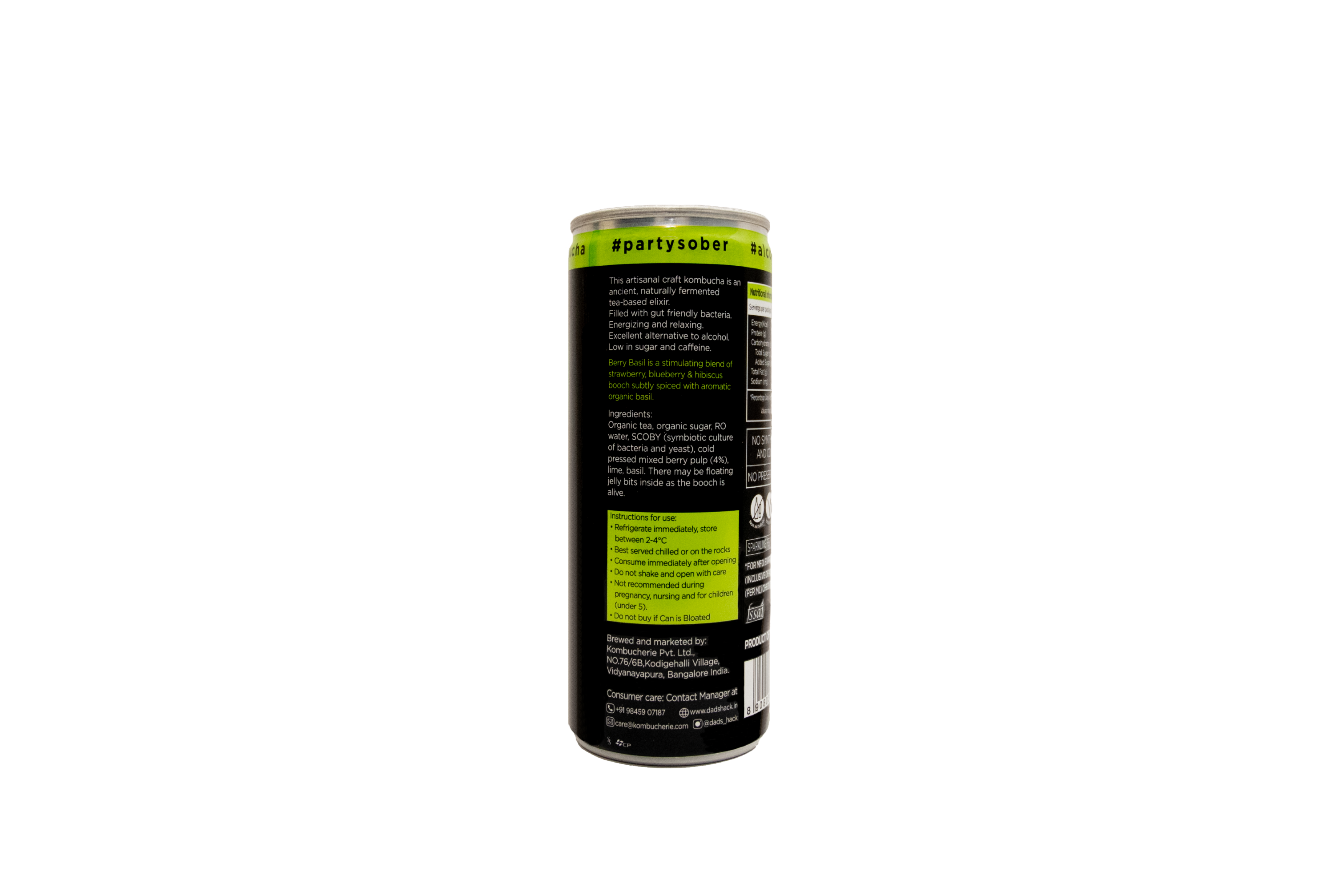 Pack of 6 Kombucha Cans [Berry Basil + Hibiscus Rose]